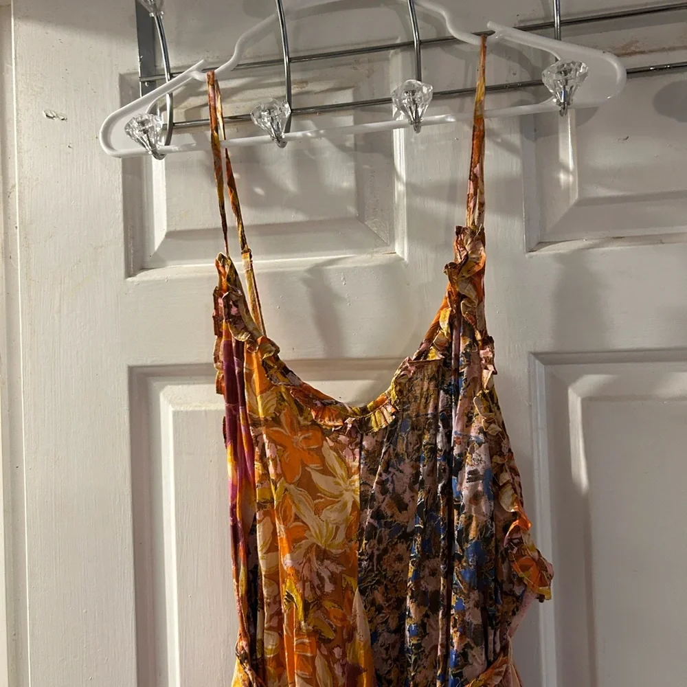 Free People Floral Patchwork Maxi Dress in Mustard, Pink & Blue - Picture 2 of 3